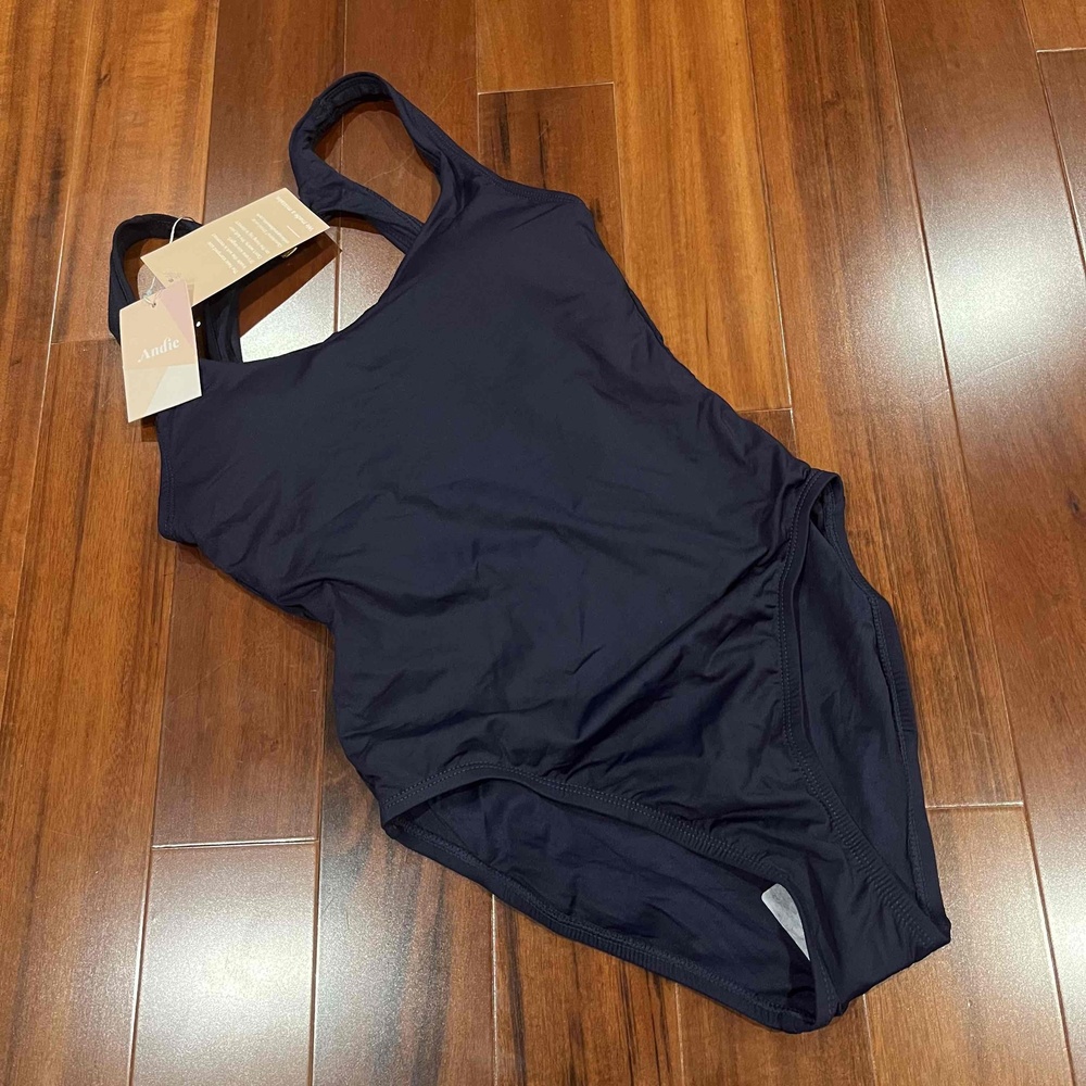 New NWT Andie Swim The Catalina Navy Blue Swimsuit‎ Racerback One-Piece Swim XS
